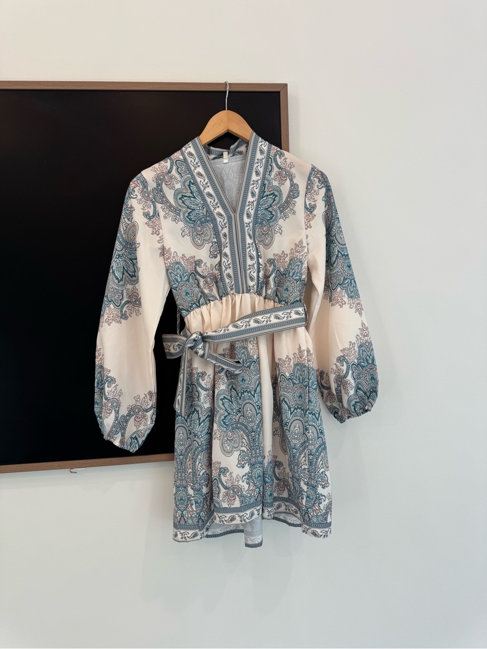 Paisley Print Sleeve Belted Dress